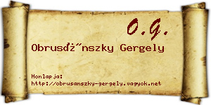 Obrusánszky Gergely névjegykártya